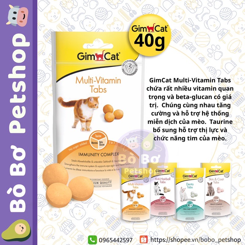 GimCat Kitten Tabs - Viên snack cho mèo con 40g