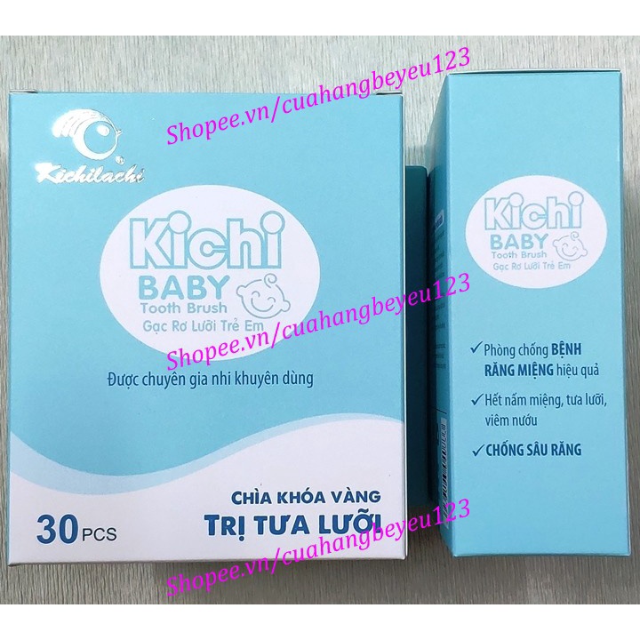 6 Que / Hộp 30 Que gạc rơ lưỡi, tưa lưỡi vệ sinh răng miệng cho Bé Kichilachi Kichi