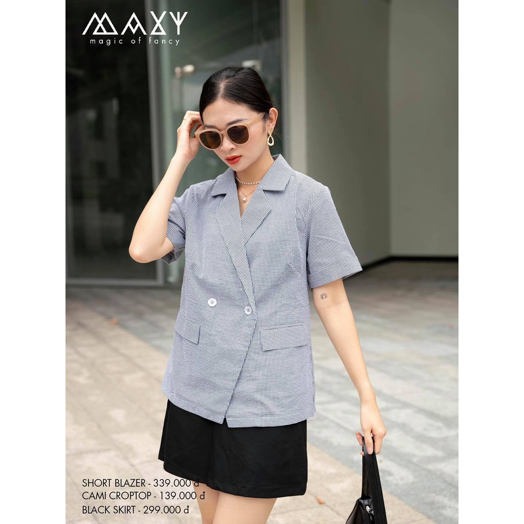 Áo blazer tay ngắn sọc caro đen short blazer black caro Maxy Workshop | BigBuy360 - bigbuy360.vn