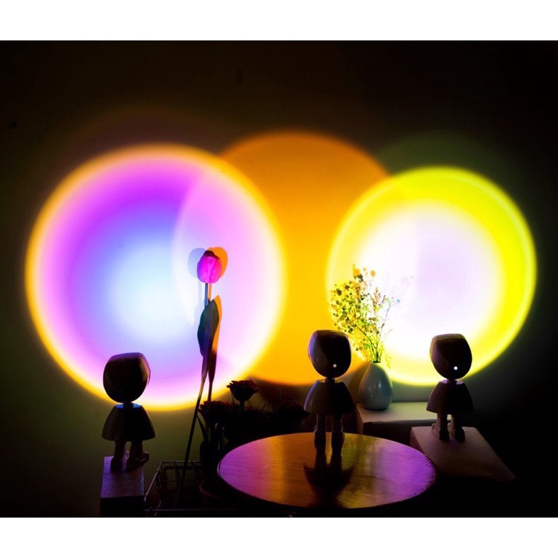 Đèn robot sunset lamp mẫu mới CÓ PIN và Thêm màu rainbow , Màu Chân Trời mới , Kèm cáp sạc