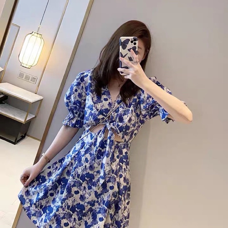 Váy hoa tay bồng, váy hoa nhí dễ thương xinh xắn BiiNoo