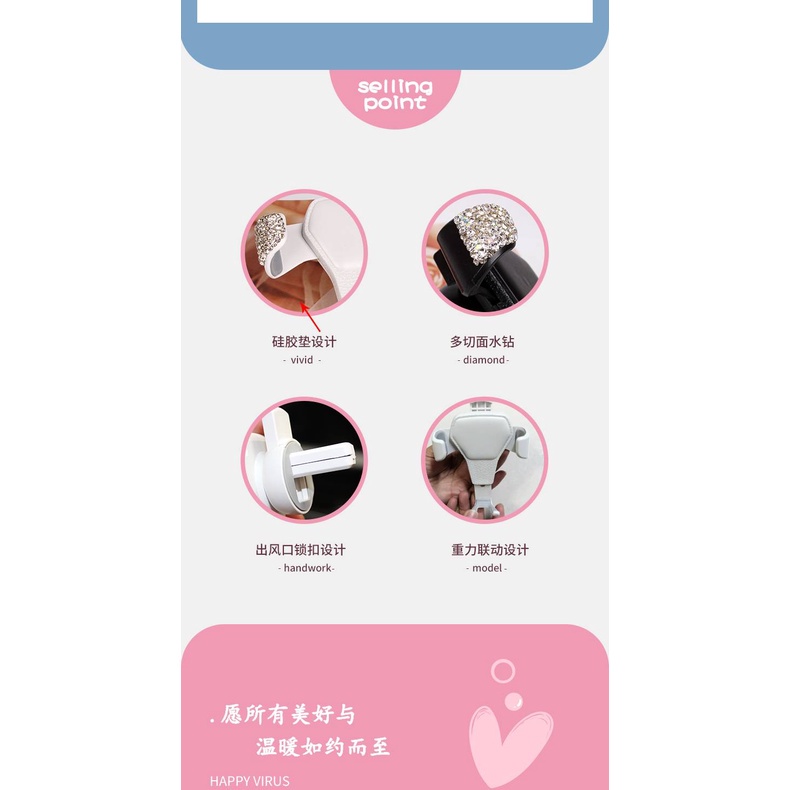 Giá Đỡ Điện Thoài Cài Cửa Gió Oto Đính Đá Sang Trọng