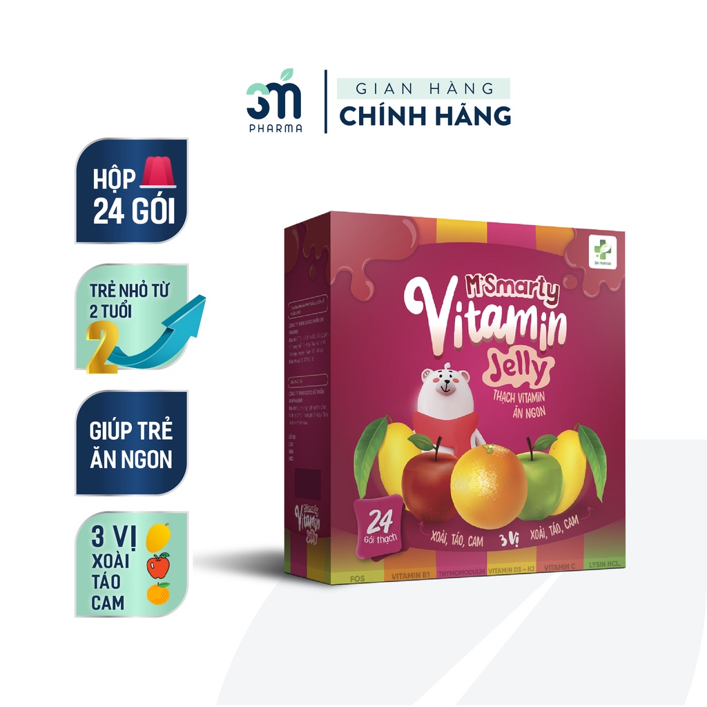 Hộp 24 Gói - Thạch Trái Cây Bổ Sung Vitamin Jelly M'smarty - Tốt Cho Sức Khỏe - Hỗ Trợ Trẻ Ăn Ngon