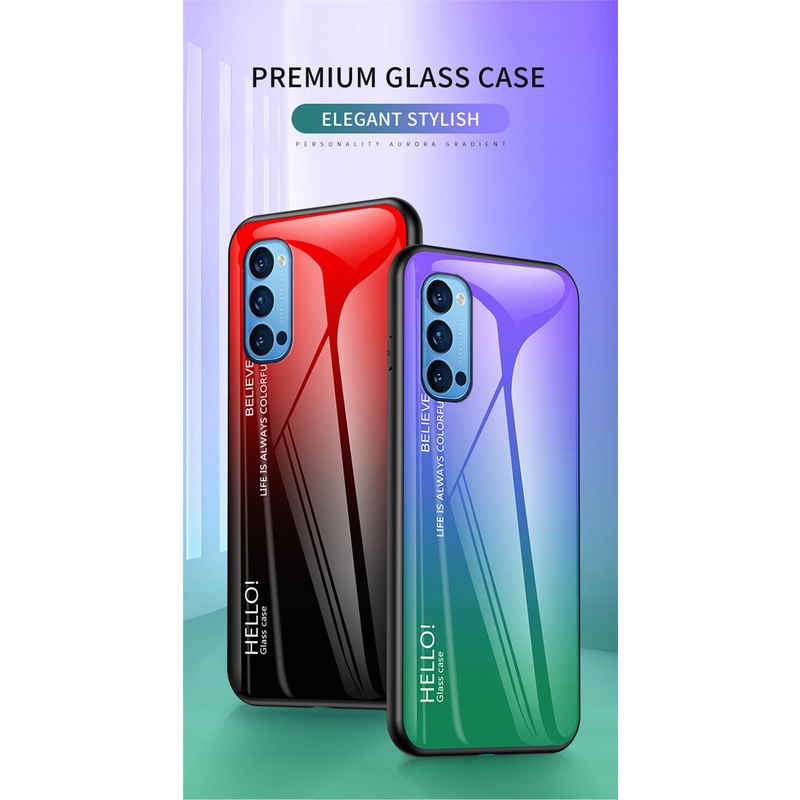 Ốp Điện Thoại Kính Cường Lực Màu Gradient Cho OPPO A57 2022 A96 A76 A16 A74 A95 4G 5G Reno 6 5 4G Realme C11 C15