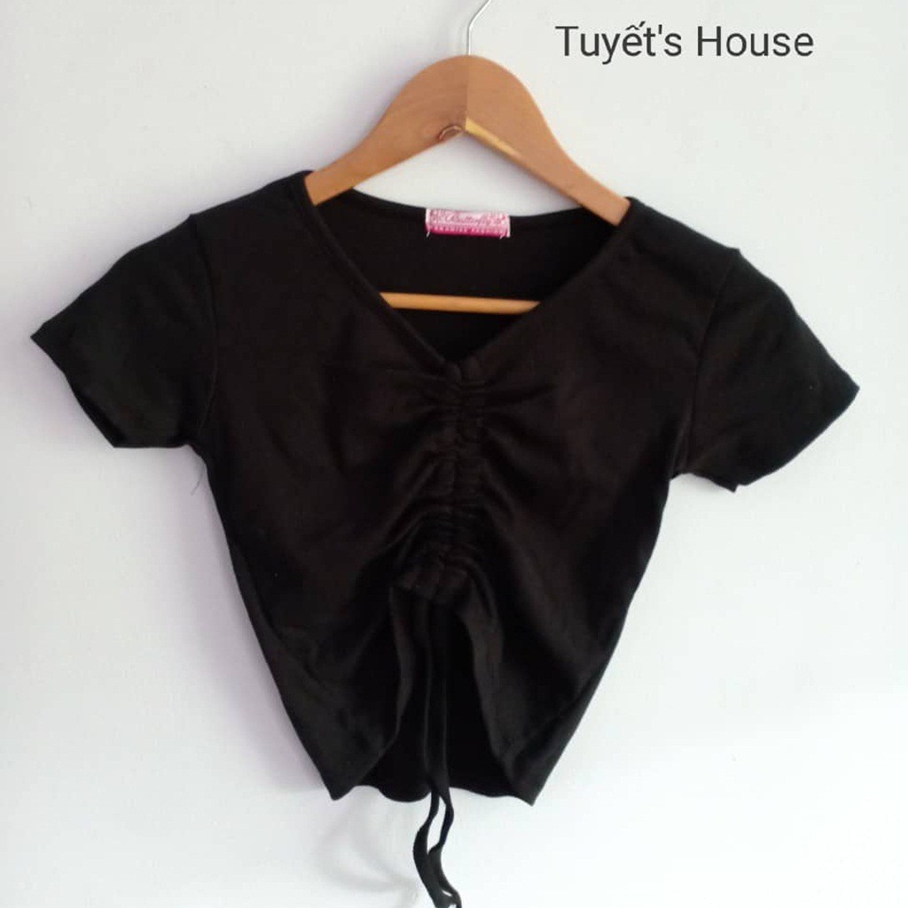 [Mã FAMAYWA giảm 10K đơn 50K] Áo croptop rút dây nhún ngực hot Tuyết's House B6-4-2 | BigBuy360 - bigbuy360.vn