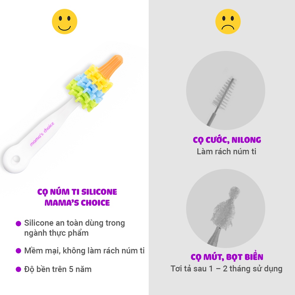 Chổi cọ núm ti silicone Mama's Choice (siêu bền,siêu sạch)