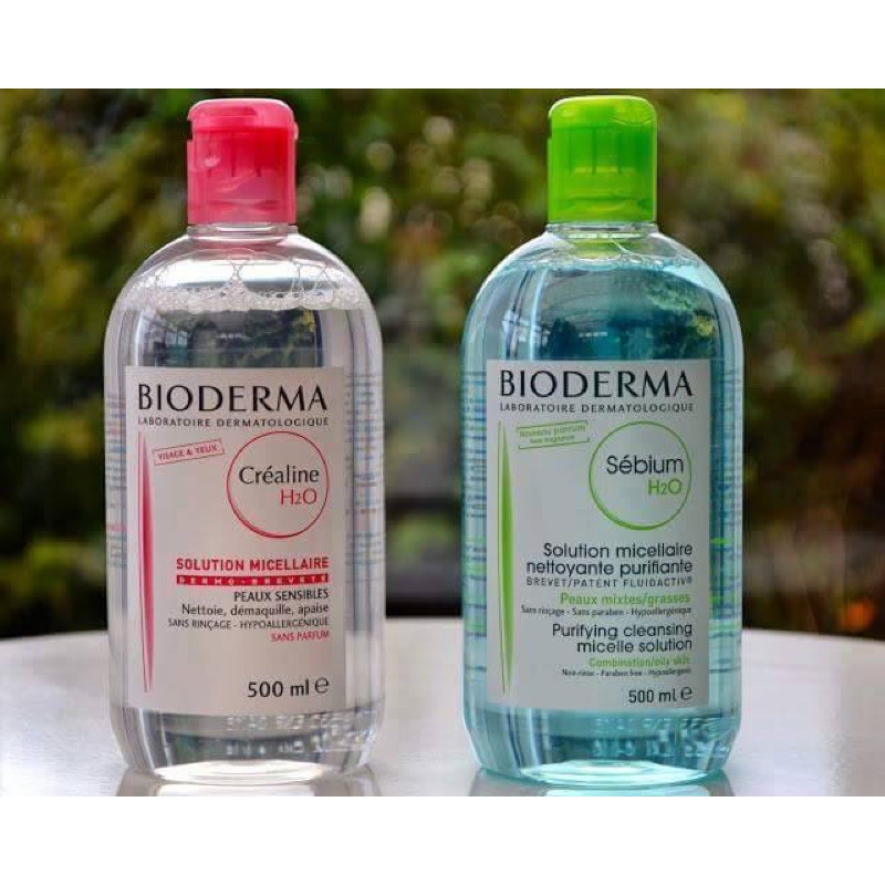 Tẩy trang Bioderma  500ml (màu hồng và màu xanh)