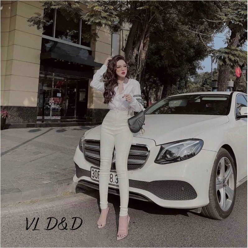 Quần tregging trắng trơn hàng QC