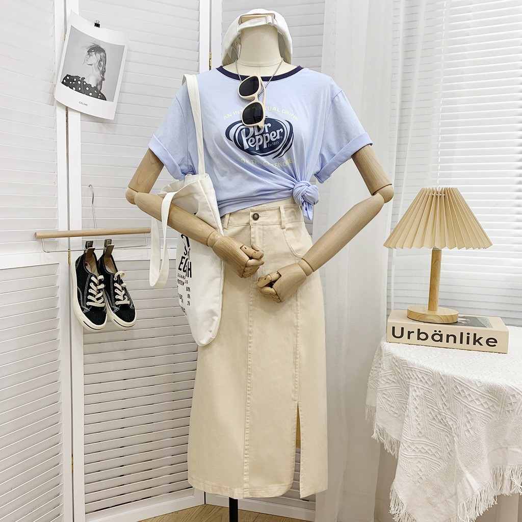 chân váy nữ sẻ tà chất kaki bazic trẻ trung xinh xắn | BigBuy360 - bigbuy360.vn