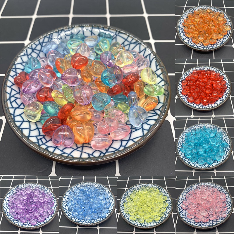 Bộ 60 hạt nhựa acrylic trong suốt 10mm hình trái tim dùng làm trang sức DIY-30