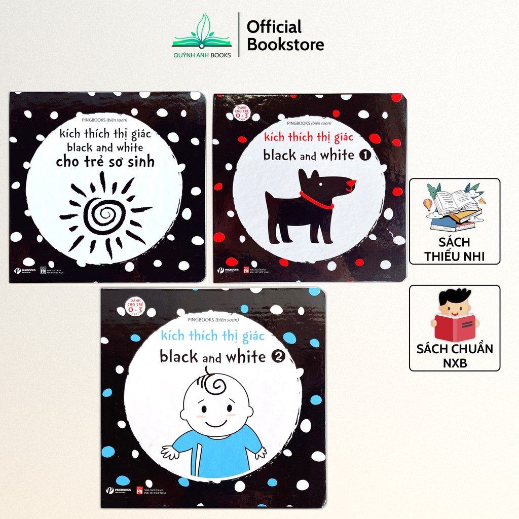 Sách - Kích thích thị giác black and white tiếng anh cho trẻ 0-3 tuổi  - NPH Pingbooks