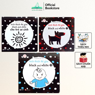 Sách - Kích thích thị giác black and white tiếng anh cho trẻ 0-3 tuổi (Bộ 3 quyển) - NPH Pingbooks