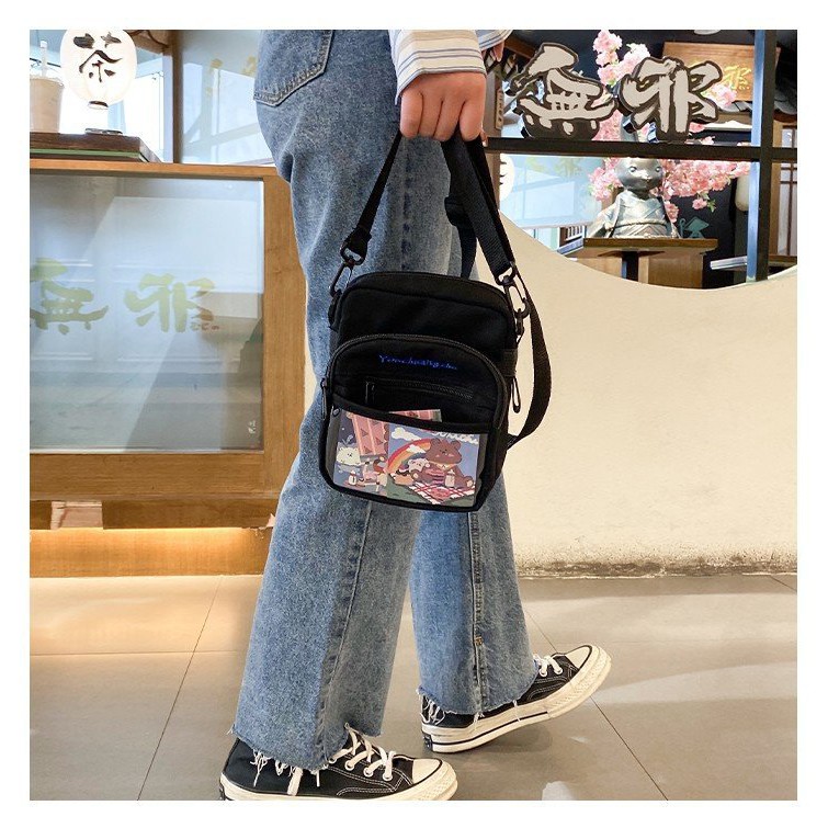 Túi Vải Canvas Đeo Chéo Phong Cách Hàn Quốc Xinh Xắn Dành Cho Nữ