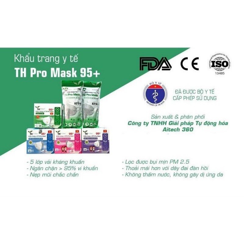 Thùng 300 cái khẩu trang kf94 TH Pro Mask màu trắngTân Bình.