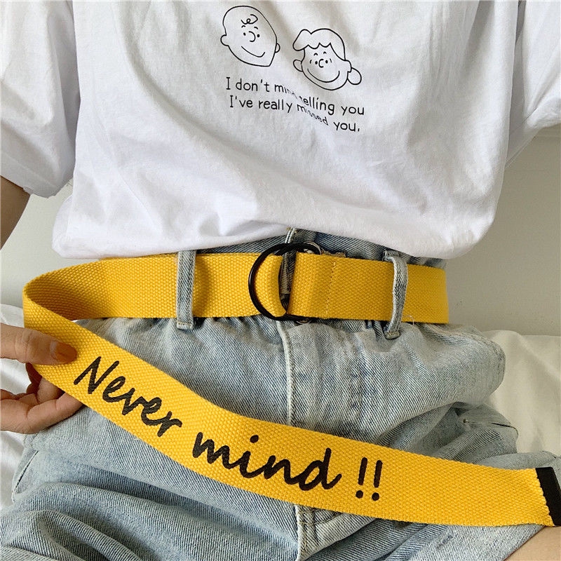 Thắt Lưng Vải Canvas Phối Khóa Hai Vòng Tròn Thời Trang Unisex 22556