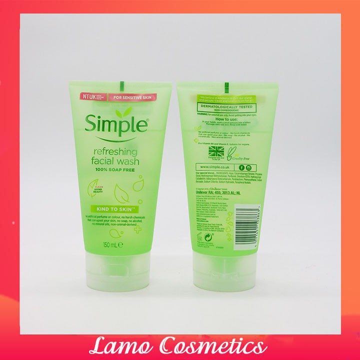  [MẪU MỚI NHẤT] Sữa Rửa Mặt Simple Kind To Skin Refreshing Facial Wash Gel | BigBuy360 - bigbuy360.vn