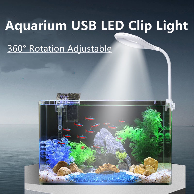 Đèn LED hồ cá USB dạng kẹp cổ điều chỉnh linh hoạt mini nhiều màu sắc tùy chọn hỗ trợ phát triển cây thủy sinh
