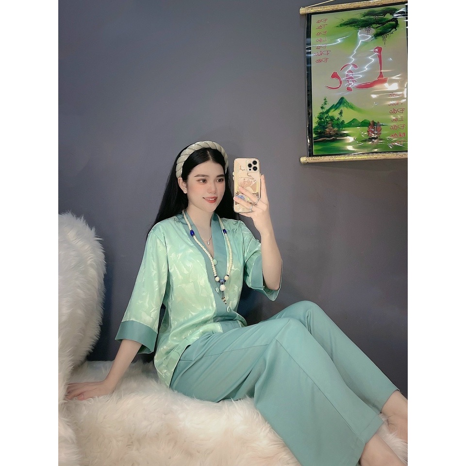 Đồ Lam Đi Chùa #Bà ba Lai Vải Gấm# Quần Áo Nữ