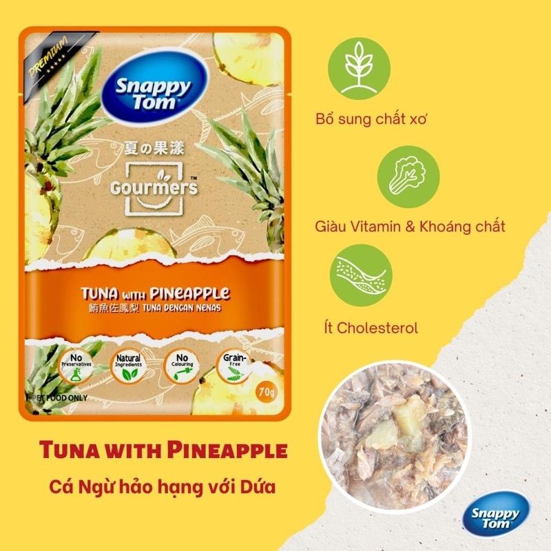 PATE GÓI SNAPPY TOM TRÁI CÂY CHO MÈO HÀNG MỚI  GÓI 70GR