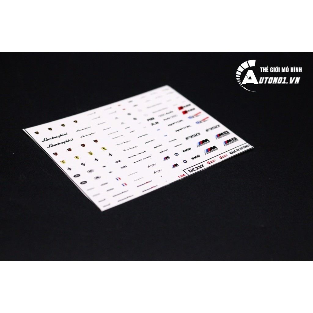 DECAL NƯỚC LOGO THƯƠNG HIỆU CÁC HÃNG XE CHO Ô TÔ 1:64 DC227