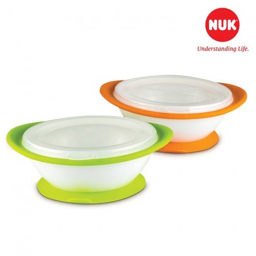 Bộ 2 bát ăn NUK chống đổ có nắp