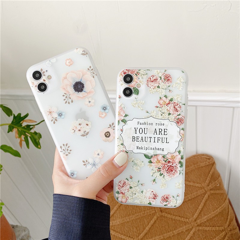 Flower Case Oppo A33 2020 A54 A53 2020 Reno4 A92 A52 A72 A5 A9 2020 A12 A5S A7 A3S A12E A31 A1K A37 F9 F9pro Soft TPU Phone Cover