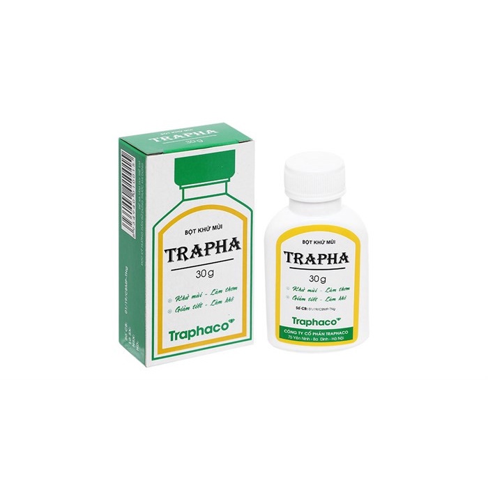 Bột khử mùi Trapha lọ 30g. Khử mùi hôi nách. chân, giảm tiết mồ hôi ở chân và nách