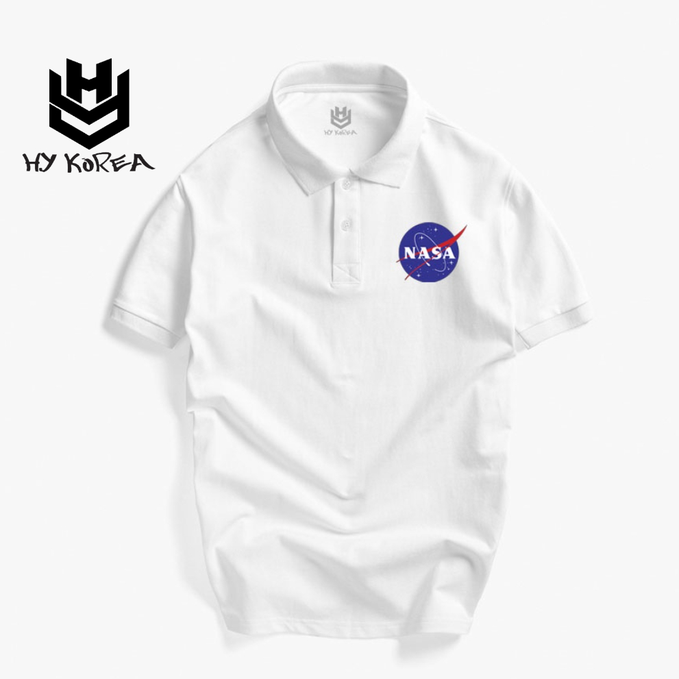 Áo Thun Polo Nam Nữ Vải Cá Sấu 4 Chiều Logo Nasa Phong Cách Hàn Quốc HY Korea CTDC130