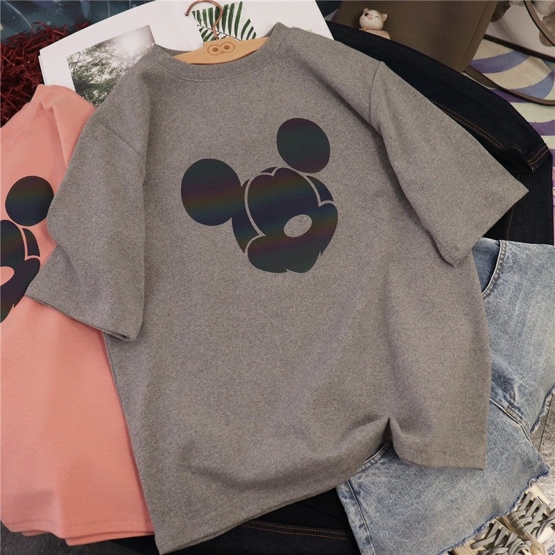 Áo thun ngắn tay in hoạt hình chuột Mickey phong cách Hàn Quốc