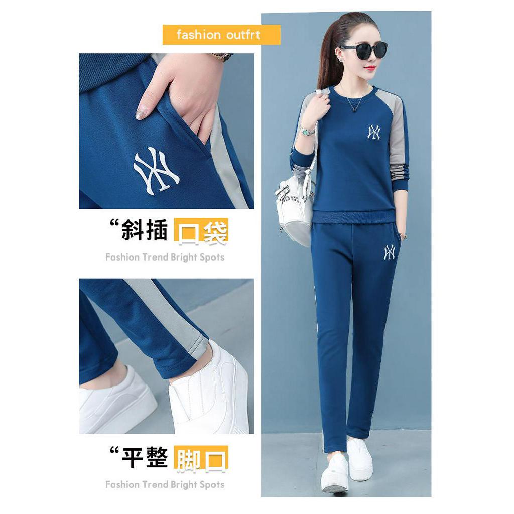 Bộ trang phục thể thao dài tay thêu họa tiết thời trang xuân thu 2020 phong cách Hàn Quốc cho nữ