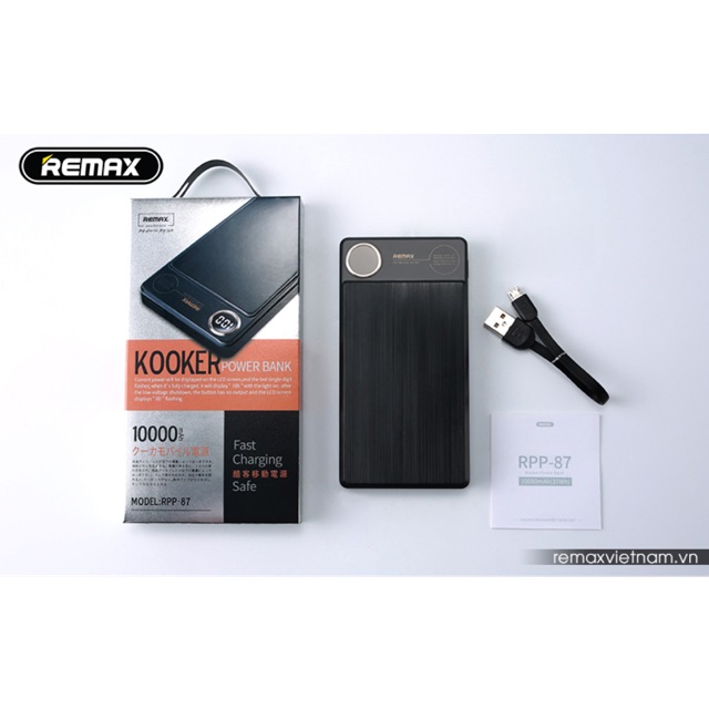 Pin sạc dự phòng 10.000mAh Remax RPP-87. Bảo hành chính hãng.