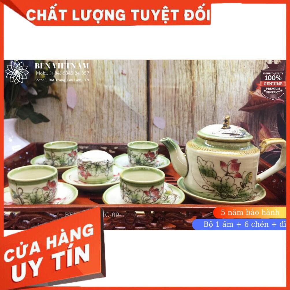 [FREESHIP] Ấm pha trà Gốm Sứ Bát Tràng Men Cổ vẽ tay cao cấp - BENVN-BTMC-09