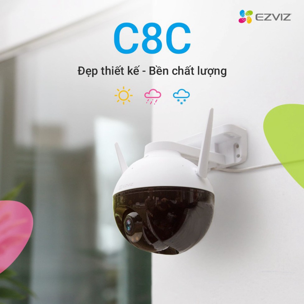 Camera ngoài trời wifi EZVIZ C8C Full HD 1080P xoay 360 độ Tích hợp AI -Có màu ban đêm hàng chính hãng bảo