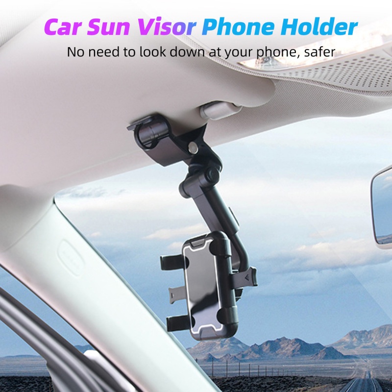 Giá đỡ điện thoại Hdoorlink thông minh xoay 360 độ gắn tấm chắn nắng trên xe hơi