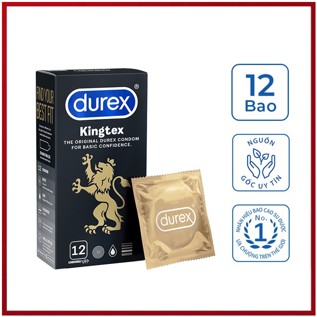 [Chính Hãng] Bao Cao Su DUREX KING TEX kích cỡ 49mm - Hộp 12c