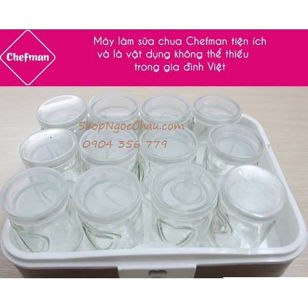 Máy làm sữa chua Chefman 12 cốc thủy tinh