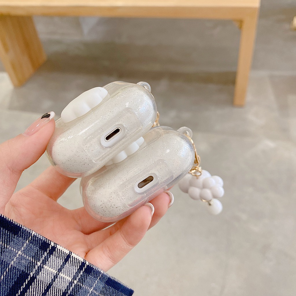 Vỏ Bảo Vệ Hộp Sạc Tai Nghe Airpods Pro 2 1 3 Bluetooth Không Dây Bằng TPU Mềm Hình Đám Mây Lấp Lánh Chống Rơi Chống Bẩn