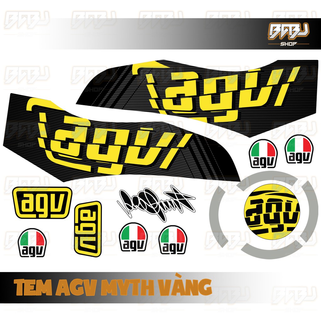 Tem Decal AGV Myth Vàng Dán Mọi Mũ Fullface (không bao gồm mũ)