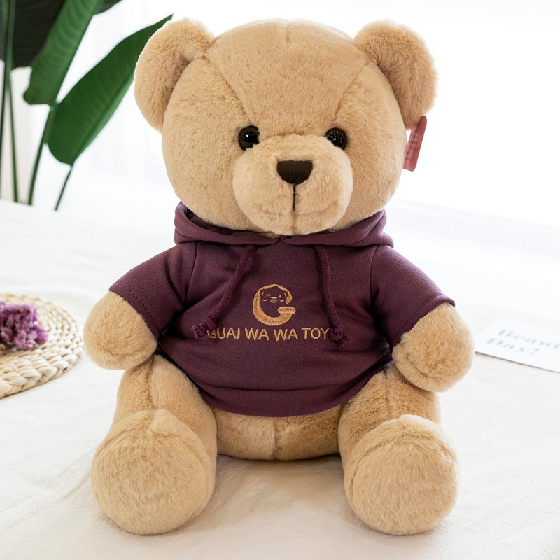 Hoạt Hình Gấu Nhồi Bông Có Mũ Trùm Đầu Chất Liệu Cotton Pp Mềm Mại Dễ Thương Cho Bé