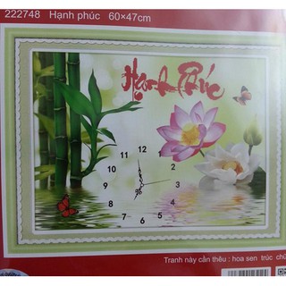 Tranh thêu chữ thập đồng hồ hạnh phúc 222748