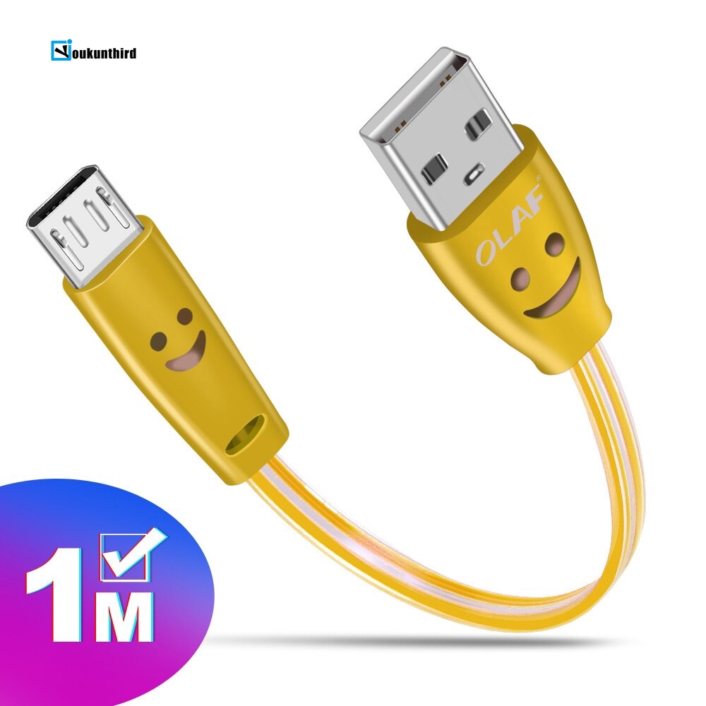 Dây Cáp Sạc Dữ Liệu Micro Usb Có Đèn LED Tiện Dụng Cho Điện Thoại Android