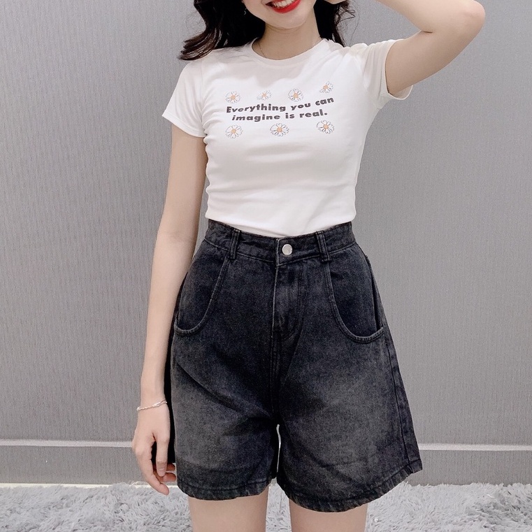 Quần short nữ, quần Jean Ống Rộng Lưng Cao Ulzzang Unisex mặc lên cực tôn dáng | BigBuy360 - bigbuy360.vn