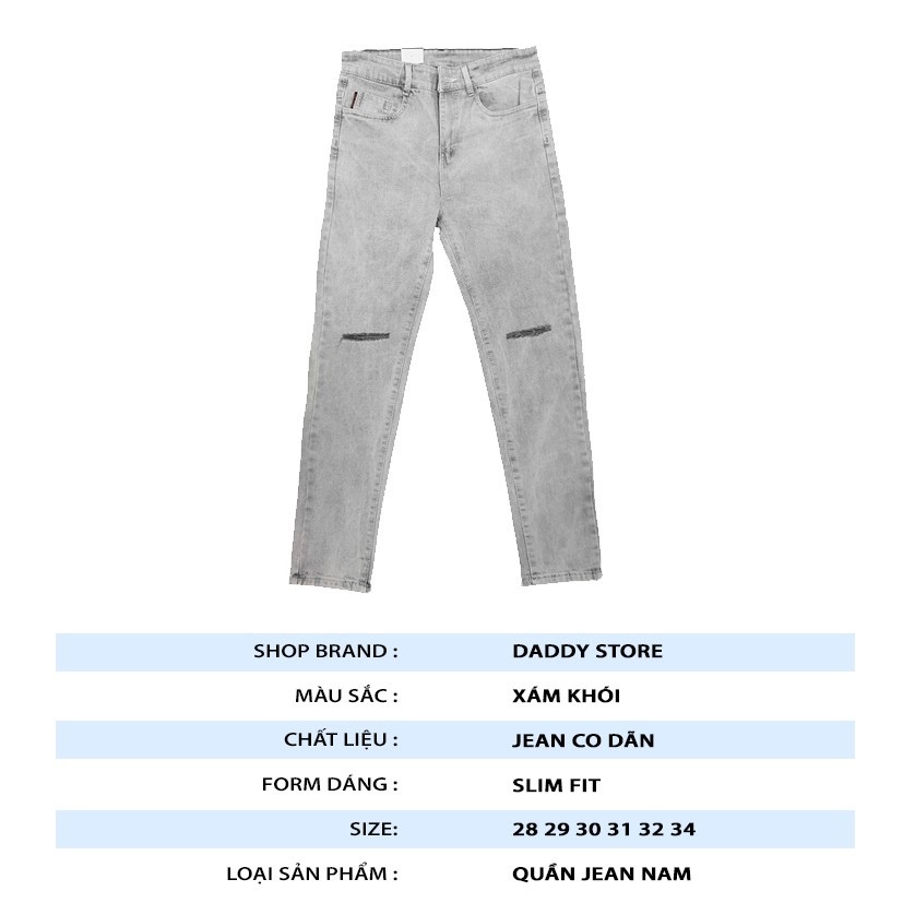 Quần jean nam xám nhạt ✅FREESHIP✅ Quần bò nam dáng ôm SLIMFIT co giãn cao cấp - 211