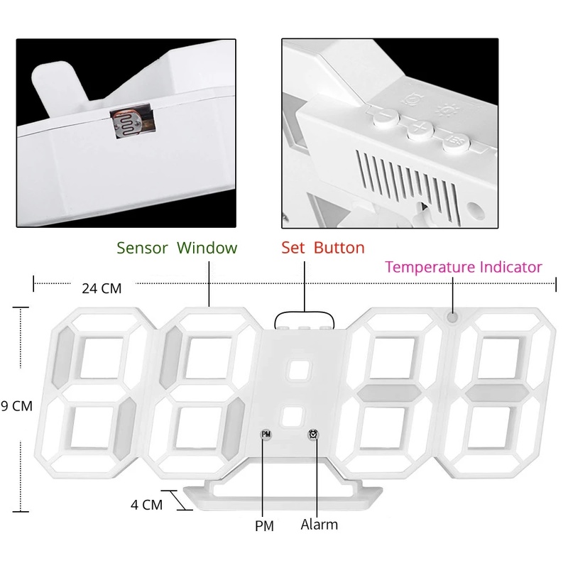 Đồng Hồ Led Kỹ Thuật Số 3d Trang Trí Nội Thất / Phòng Ngủ / 12 / 24 Giờ