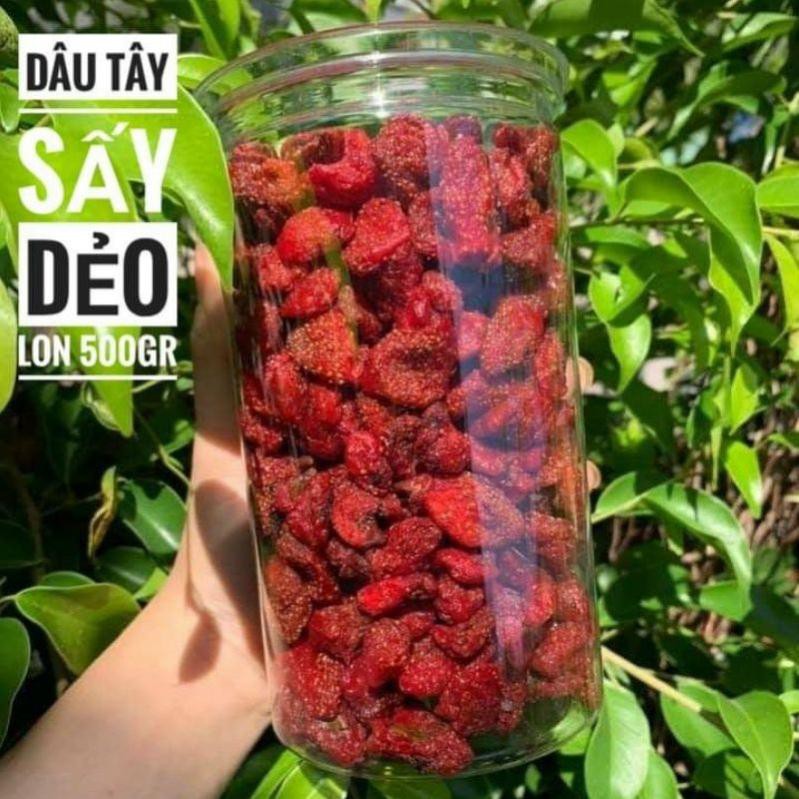 Dâu tây sấy dẻo Đà Lạt Lon 500gram (Sấy Lạnh Không Đường) [FREE SHIP]TỪ ĐƠN 50K, [Loại Đặc Biệt] Hàng ngon nhà làm