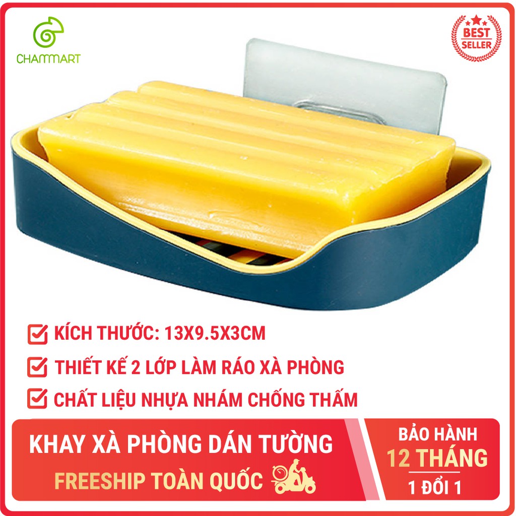 Combo 2 khay treo xà phòng bọt biển dán tường giữ cho xà phòng khô ráo bằng nhựa mã T2060