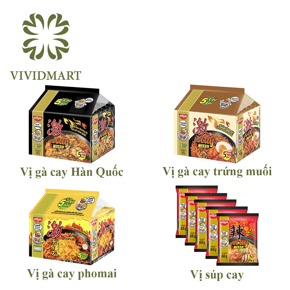 MÌ CAY NISSIN 4 VỊ: GÀ CAY HÀN QUỐC, GÀ CAY TRỨNG MUỐI, GÀ CAY PHOMAI, SÚP CAY HÀN QUỐC – MÌ XÀO ĂN LIỀN