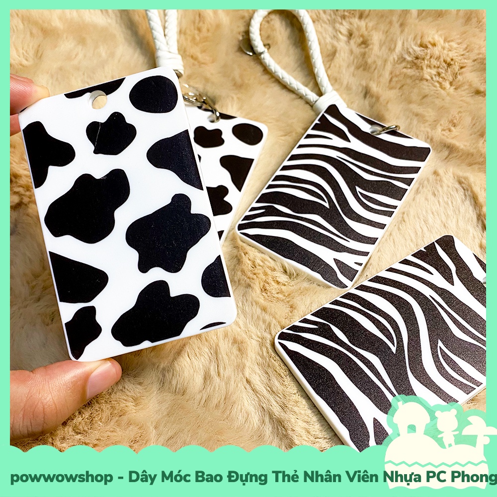 [Sẵn VN - Hỏa Tốc] Dây Móc Bao Đựng Thẻ Nhân Viên Nhựa PC Phong Cách Dairy Cow Bò Sữa &amp; Zebra Ngựa Vằn