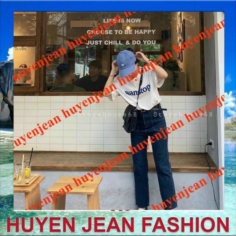 quần jean nữ ống đứng cạp cao co giãn 2 túi trước | BigBuy360 - bigbuy360.vn