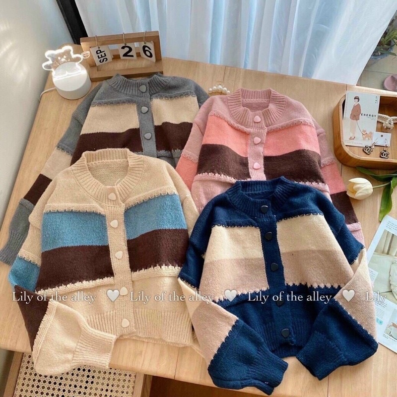 Áo khoát len phối màu